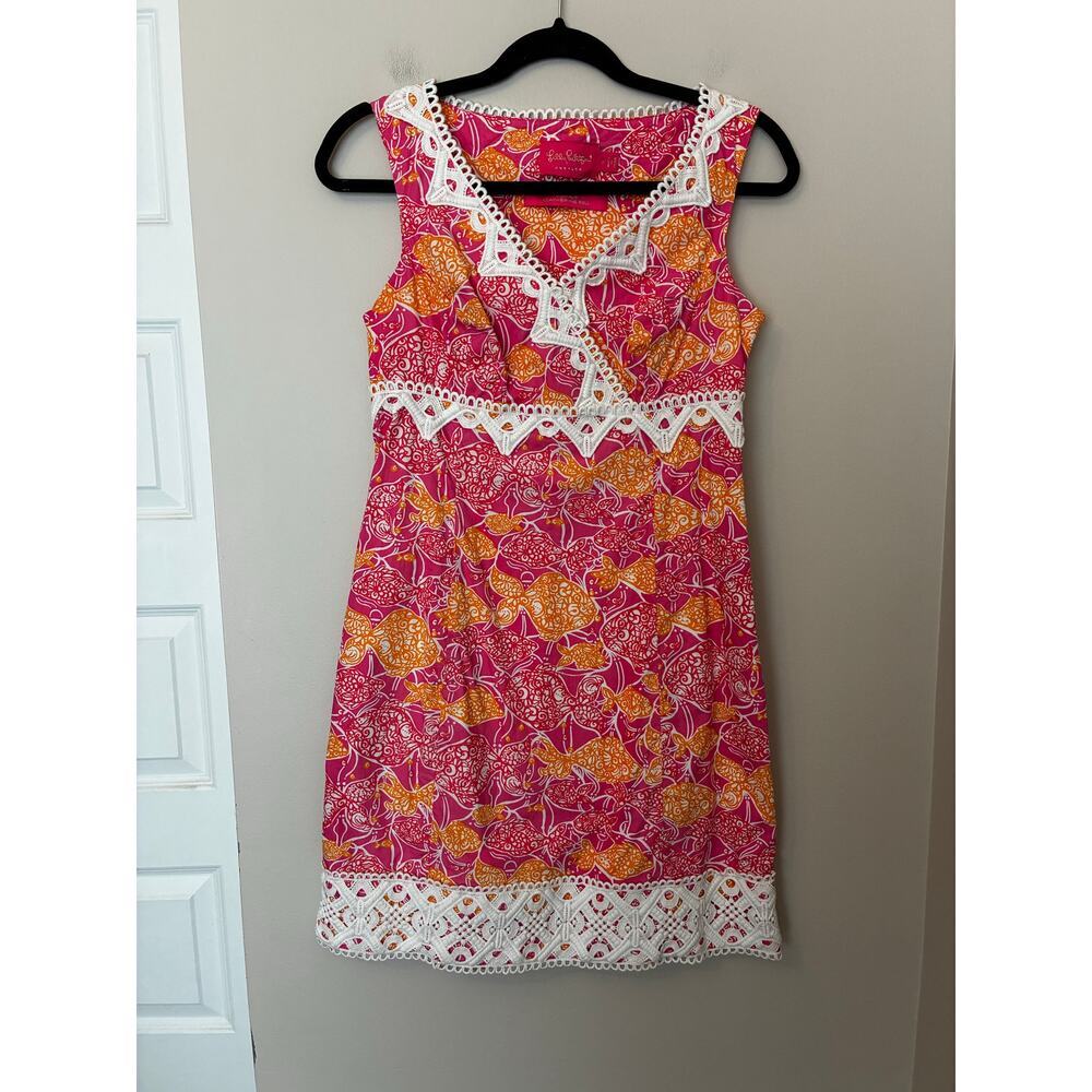 Lilly Pulitzer Jubilee Catherine Bell Design Dress Pink Orange Sleeveless Size 0